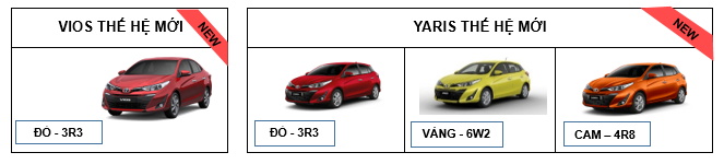 Màu xe Toyota Vios & Toyota Yaris
