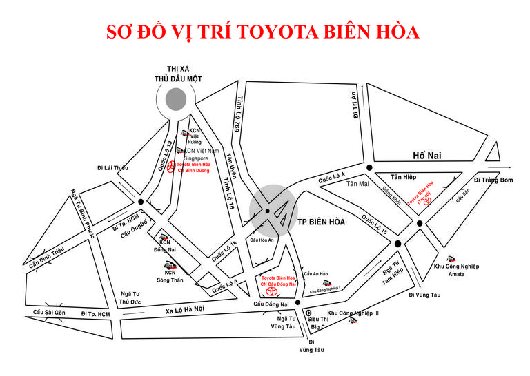 Bản đồ Toyota Biên Hòa Đồng Nai